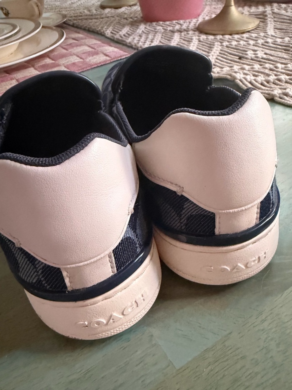 Coach Men's Navy Signature Slip-On Loafers - Picture 2 of 5